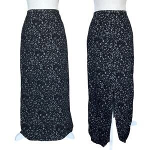 VTG 90S BLACK & WHITE FLORAL & PAISLEY MAXI SKIRT
